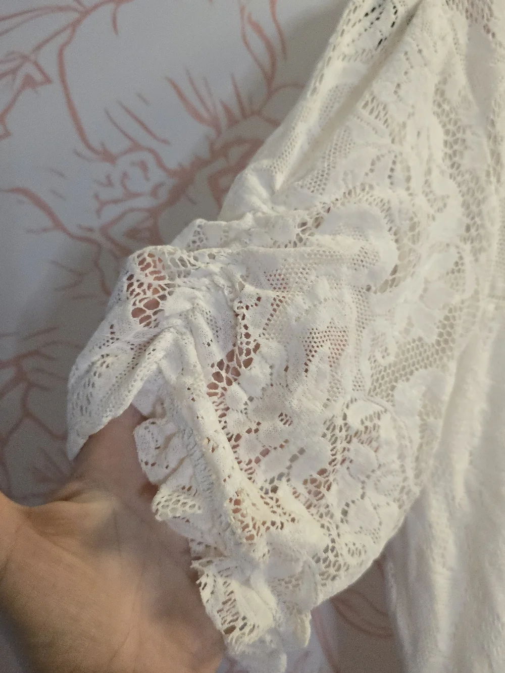 Anthropologie Cream Lace Puff-Sleeve Blouse
